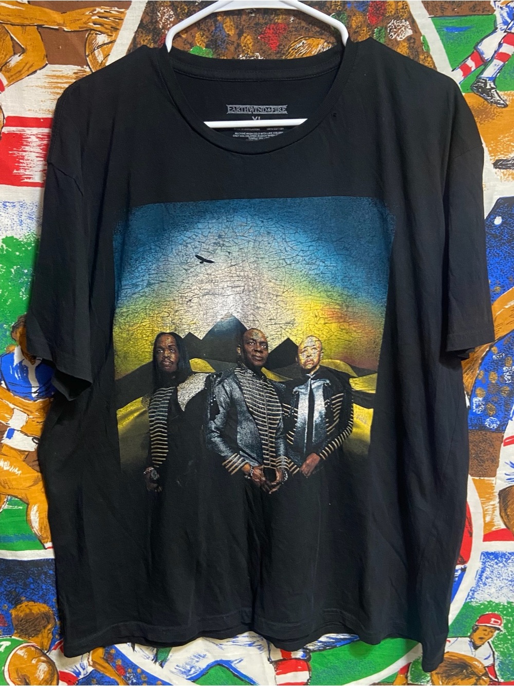 Black Short-Sleeve Graphic Tee with Sunset Band Artwork